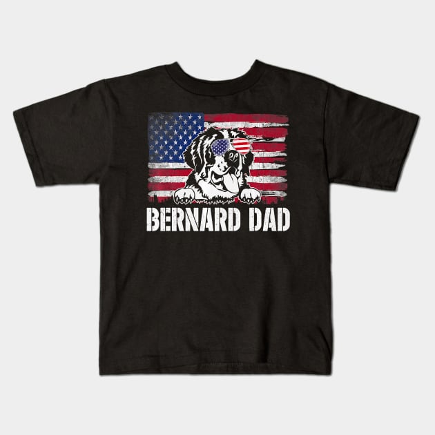 Bernard Dad US American Flag Vintage Father's Day Kids T-Shirt by Swagmart